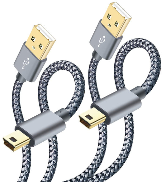 SIOCEN Mini USB Cable Braided 6ft, Type A Male to Mini-B Cable Charging Cord for Garmin Nuvi,PS3 Controller Charger,MINI USB 2.0 Power Data Wire