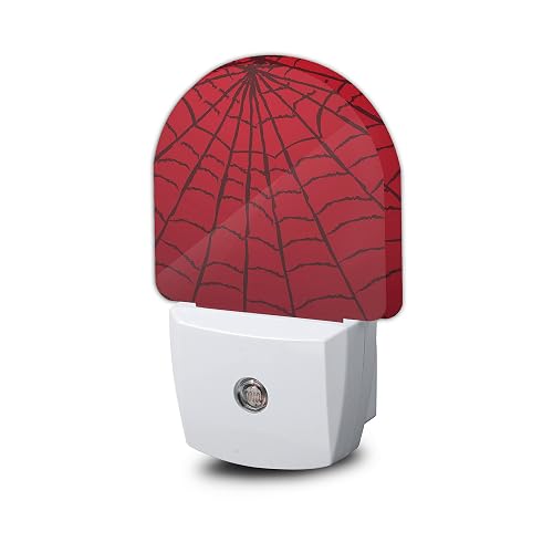 AOWULA Red Spider Web Night Light,Plug-in Wall Led Night Lights Decor for Boys Girls Room,Dusk to Dawn Sensor Wall Lamp