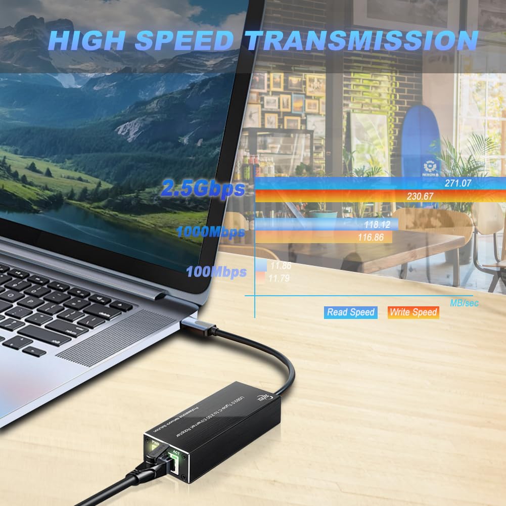 USB 3.0 Type C to 2.5Gbps RJ45 Ethernet Adapter