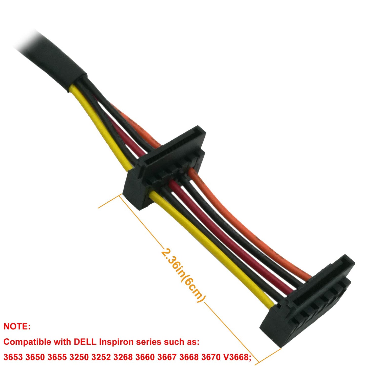 COMeap SATA Power Cable for Dell Inspiron 3653 3650 Series, Right-Angle SATA 15 Pin x2 to Mini 6 Pin ATX Adapter Compatible Part No. GP2JM