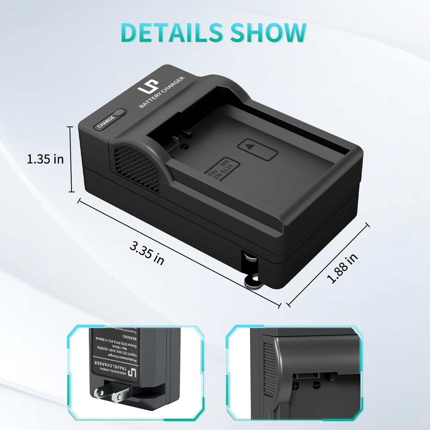 LP EN-EL14 EN EL14a Battery Charger, Charger Compatible with Nikon D3500, D5600, D3300, D5100, D5500, D3100, D3200, D5200, D5300, D3400, DF, Coolpix