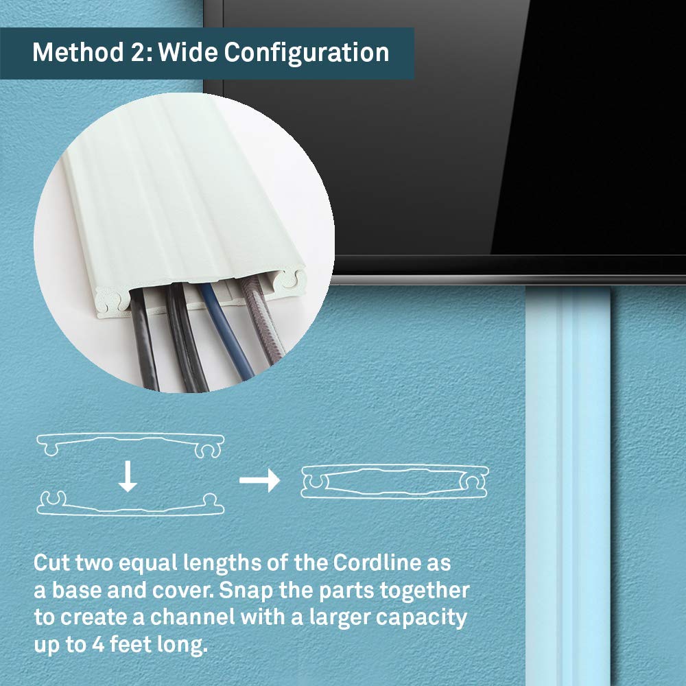 UT Wire Cordline 2-Way Cord Channel in Paintable White, 8-ft Continuous Roll
