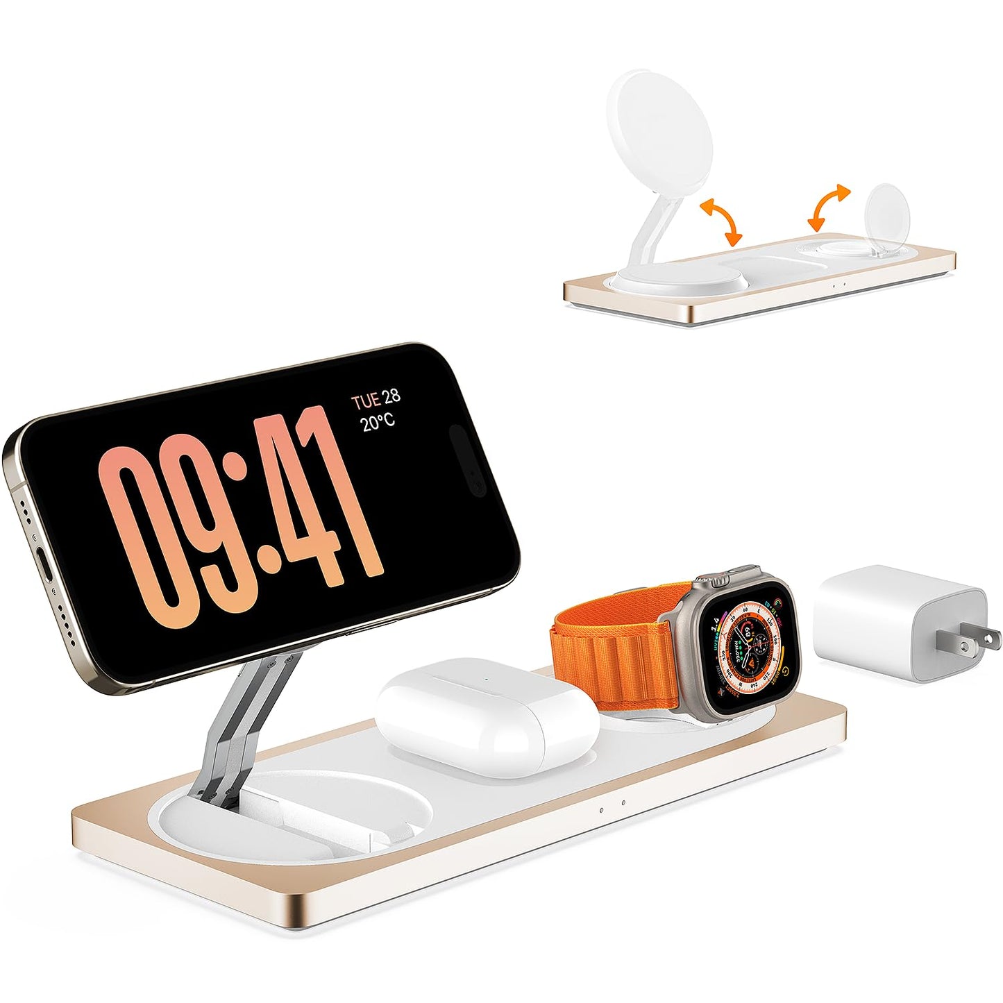 PETINO 3 in 1 Wireless Charging Station for Apple Devices with MagSafe