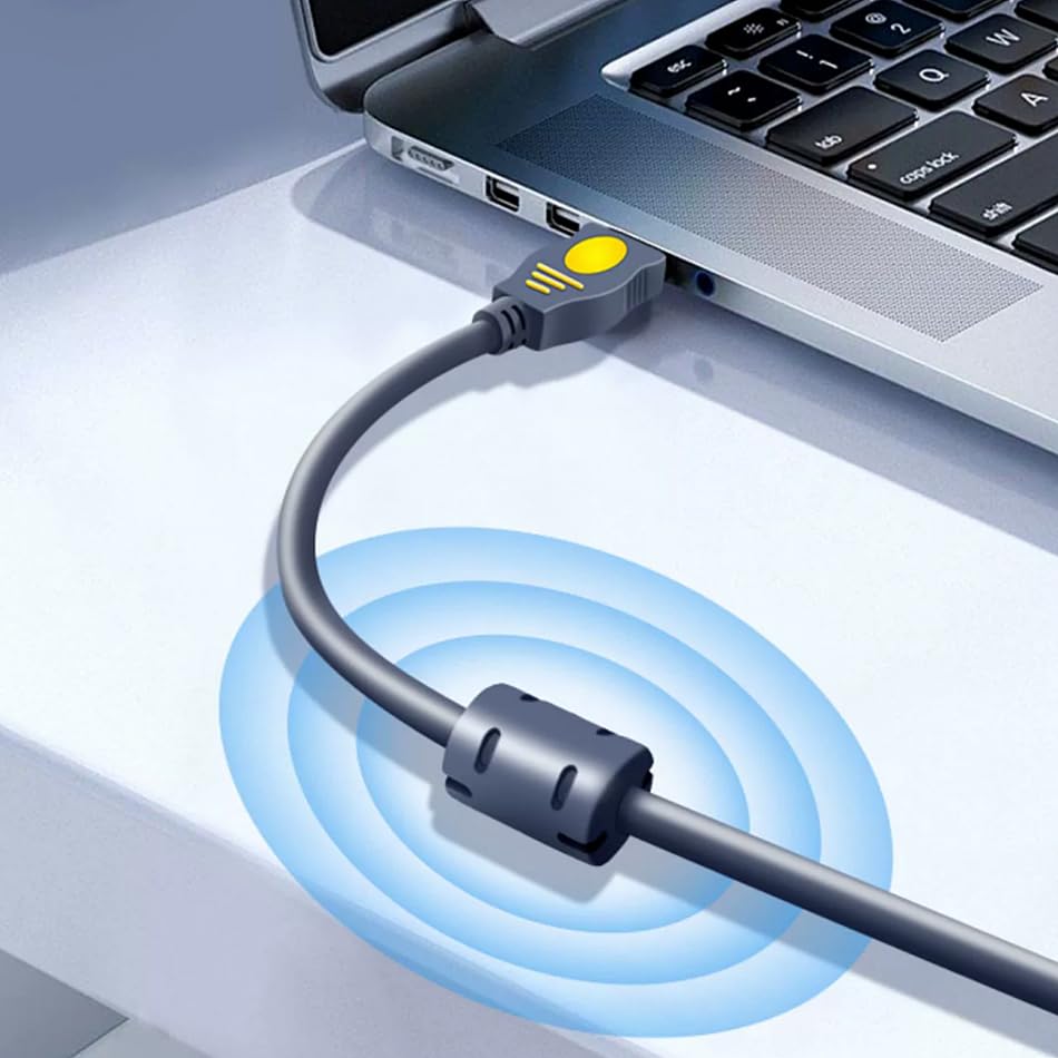 Qjin USB Printer Cable for HP DeskJet 4155e, 2755e, Smart Tank 5000 & Brother MFCJ1360DW, Canon PIXMA, Epson, Samsung, Lexmark - 10 Feet