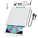 External CD/DVD Drive for Laptop PC,8 IN 1 LED Portable DVD Drive CD Burner CD-ROM DVD-/+RW Writer Reader with TF/SD Card Slots,USB 3.0 DVD Drive