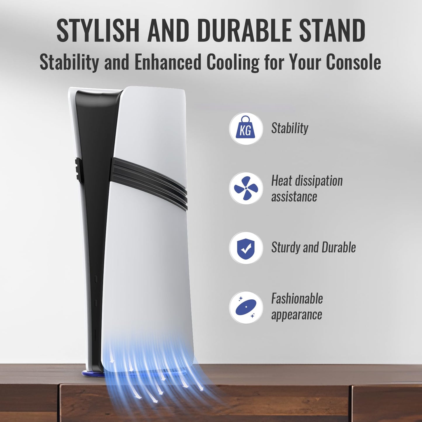 GAMFAMI Vertical Stand Compatible with PlayStation 5/PS5 Slim/PS5 Pro Consoles - PS5 Base Accessories (Blue)