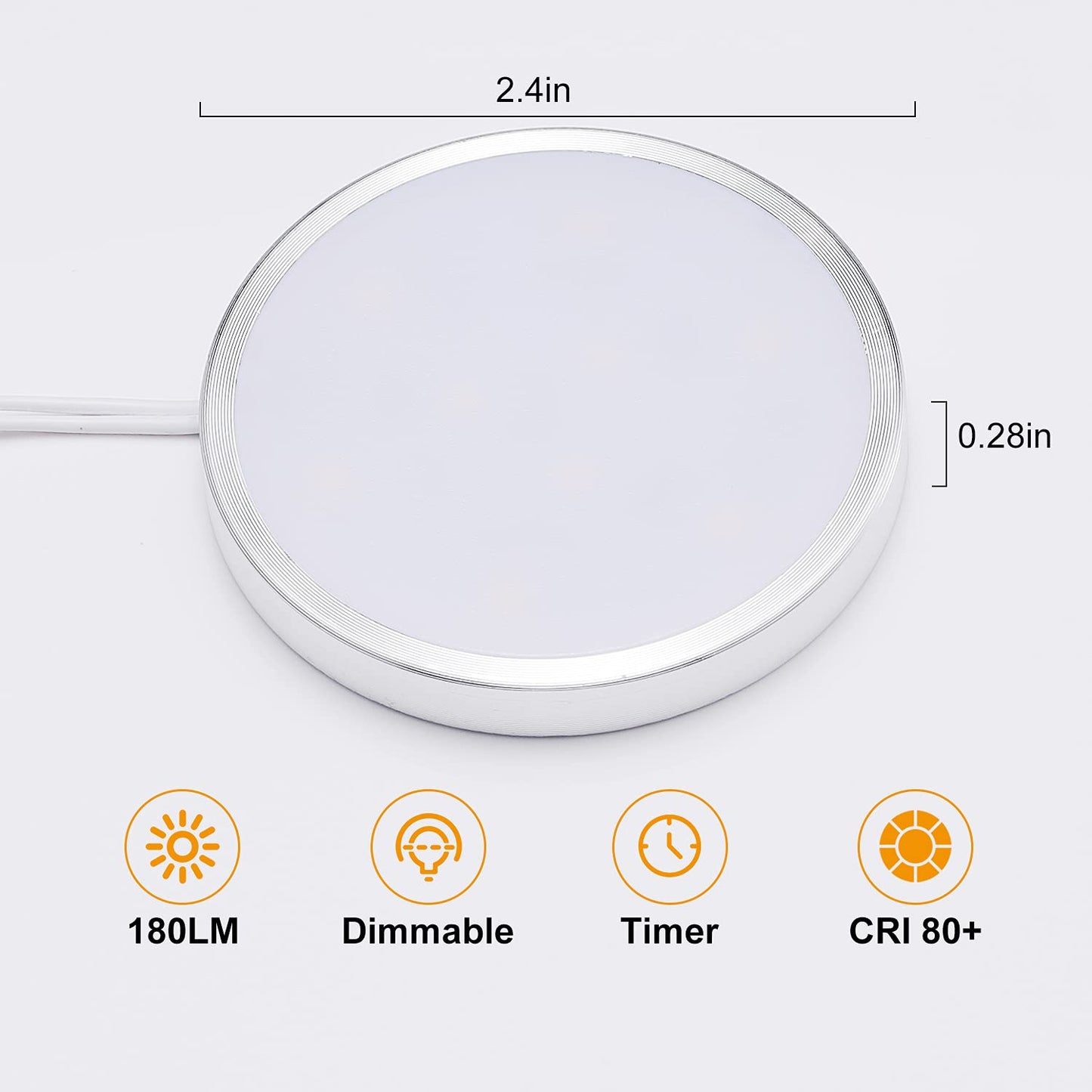 LED Dimmable Under Cabinet Lighting Kit,12V 6 Pack Wired Puck Lights with Remote Control, Plug in Under Counter Lighting Fixtures