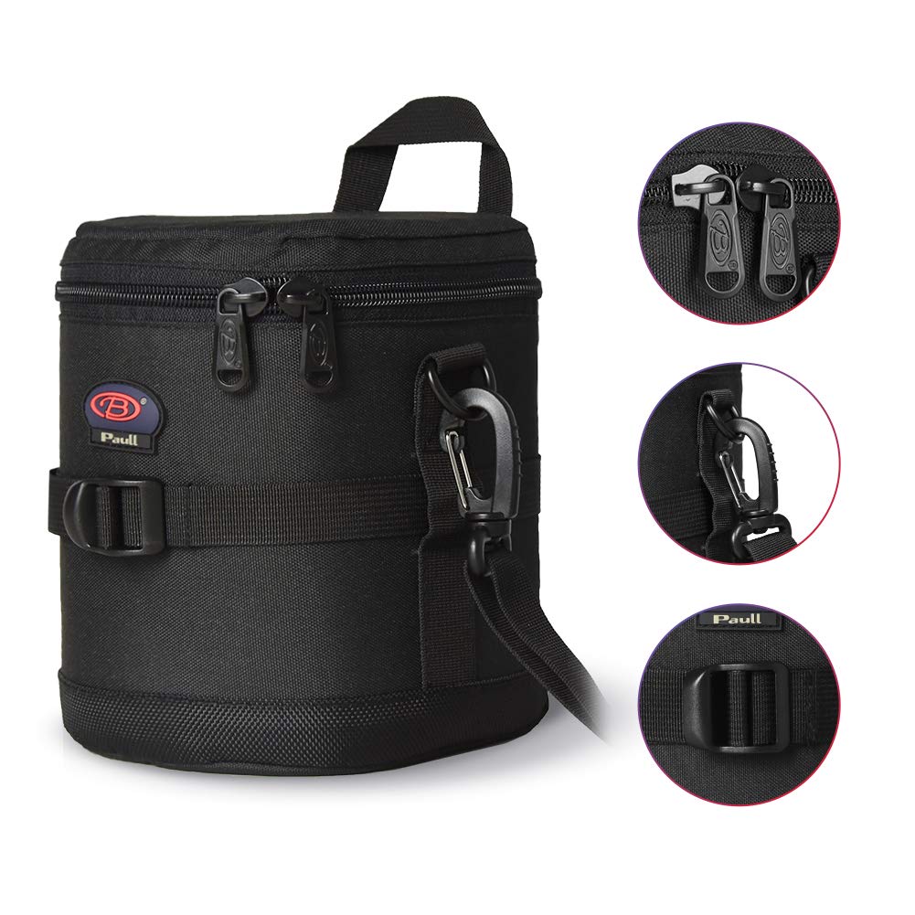BPAULL Camera Lens Case DSLR Camera Lens Bag Fits for Canon Nikon Pentax Sony Olympus Panasonic and Other Camera Lens