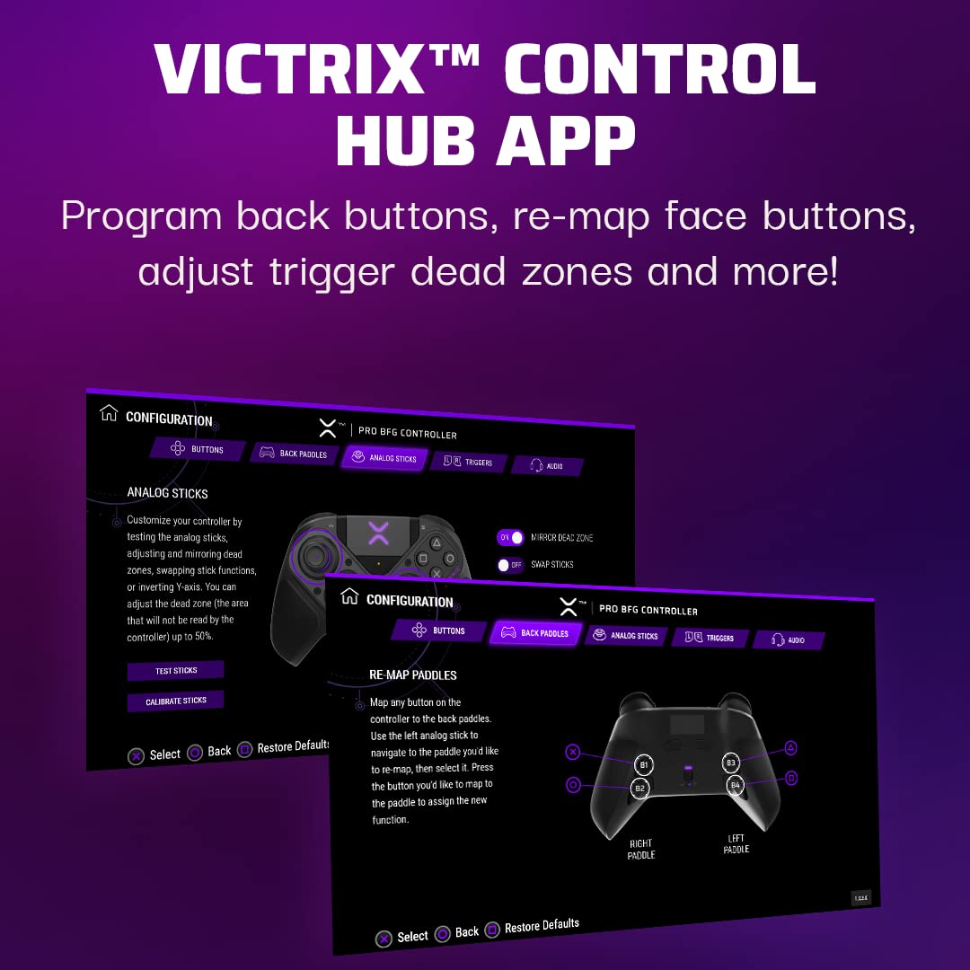 PDP Victrix Pro BFG Wireless Gaming Controller for Playstation 5 / PS5, PS4, PC, Modular Esports Gamepad, Remappable Buttons, Customizable