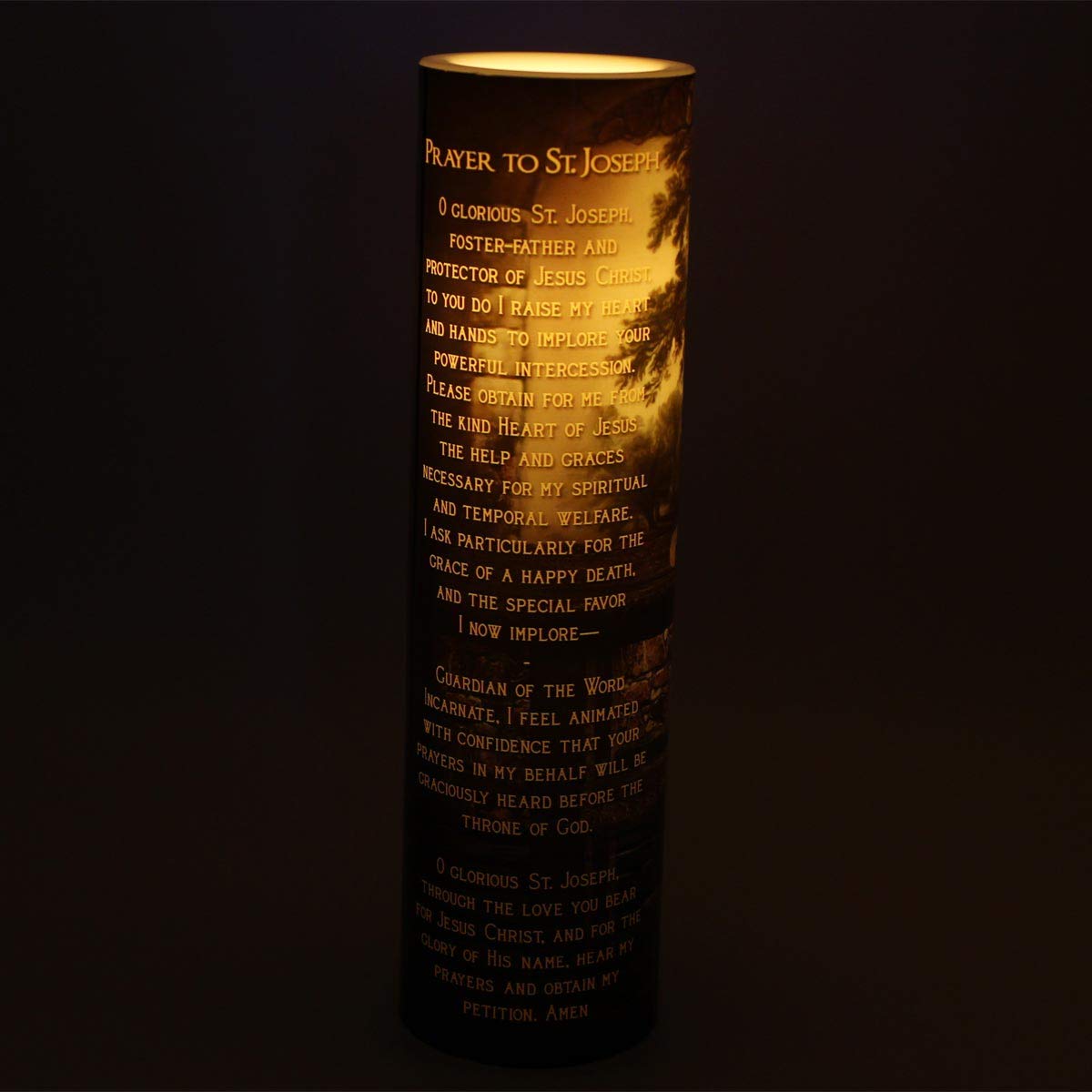 Saint Joseph The Worker, LED Flameless Devotion Prayer Candle, Religious Gift, 6 Hour Timer for More Hours of Enjoyment and Devotion! Dimensions
