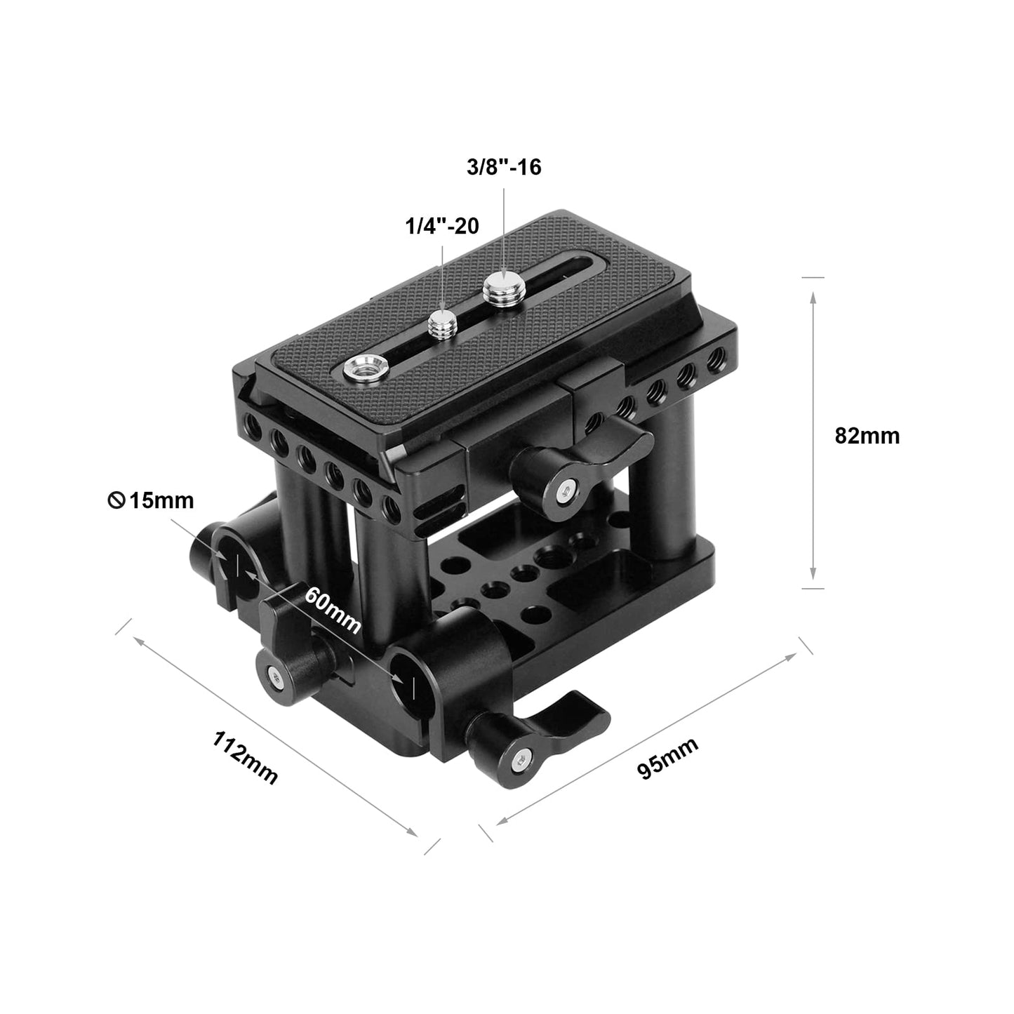 SZRIG Quick Release Mount Base QR Plate with 1/4" & 3/8" Thread Cheese Plate for Manfrotto Standard Accessory DSLR Camera