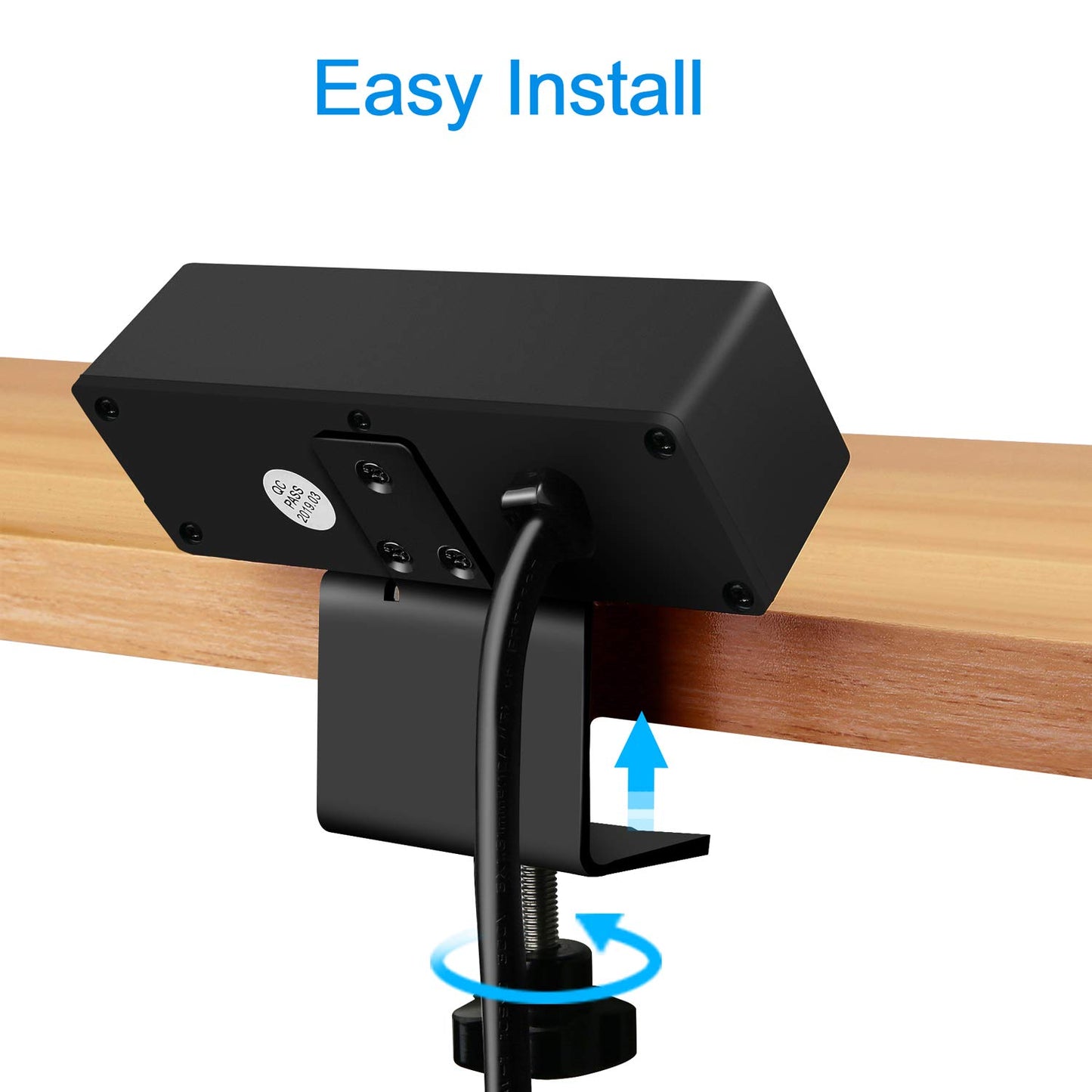 CCCEI 3 Outlet Desk Clamp Power Strip with USB Ports, Desktop Power Strip Surge Protector 1200J. Table Mount Charging Power Station, on Edge Power