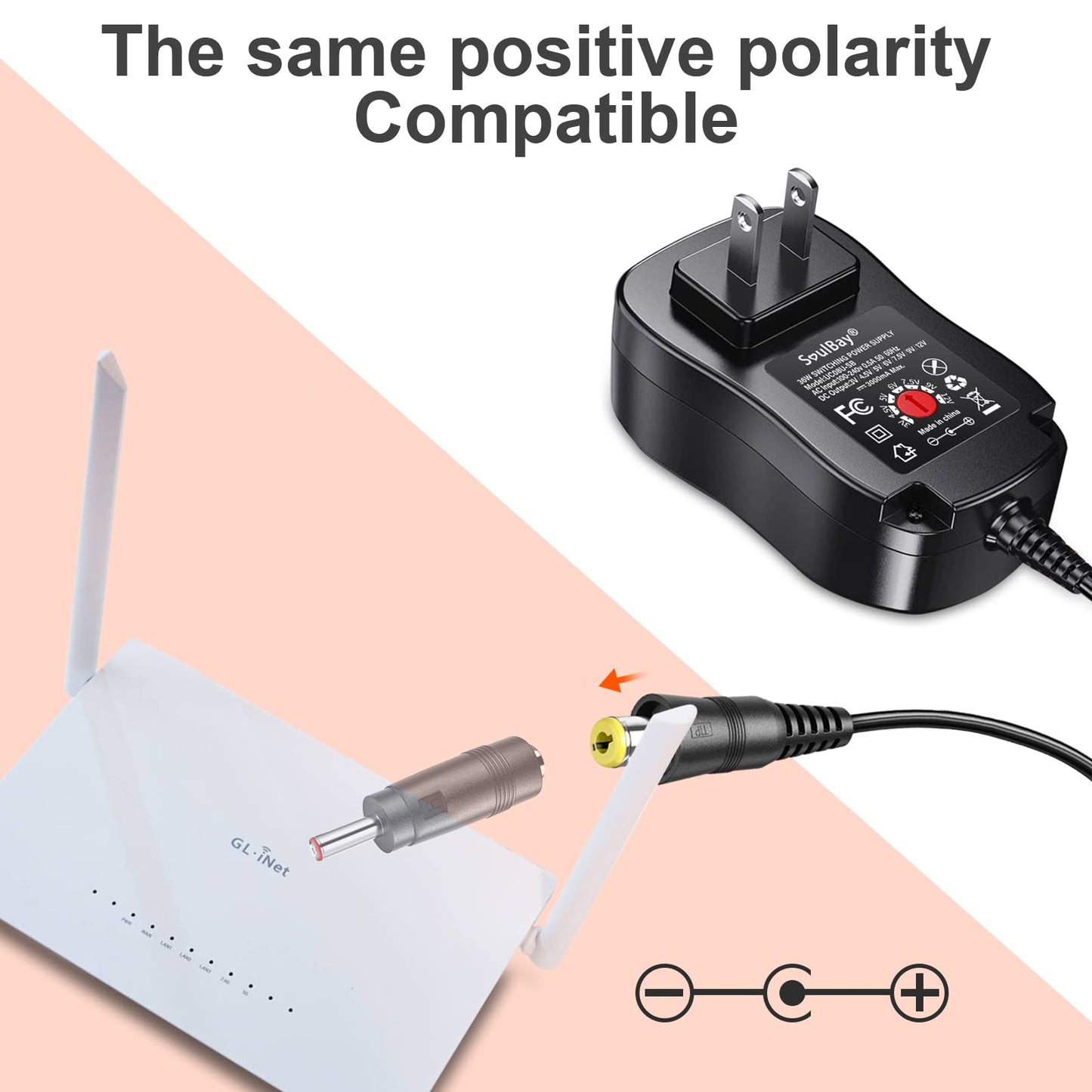 SoulBay 36W Universal AC Adapter 3V 4.5V 5V 6V 7.5V 9V 12V Multi Voltage Switching DC Power Supply Transformer with 8 Adapters for Household…