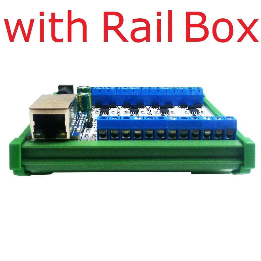 eletechsup DC 12-24V 8CH Ethernet Network RS485 Hub Converter for UDP TCP Modbus TCP RTU MQTT HTTP PLC, Configuration Software (with Rail Box)
