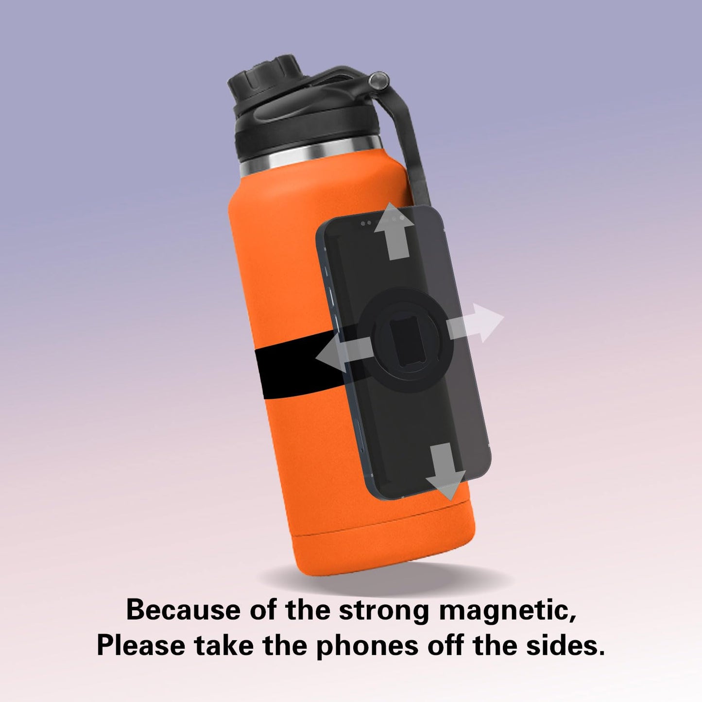 Solememory Magnetic Phone Strap for Bottles Stanley Cups, Magnetic Phone Holder with 2pcs Adjustable Straps for Phone Using in Gym, Shopping Cart
