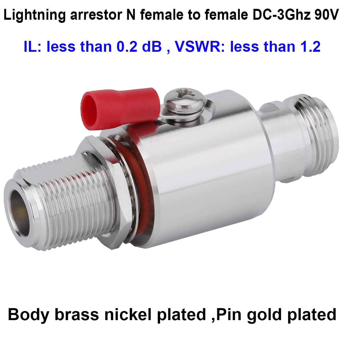 Riotaxy Lightning arrestor N Female to N Female Bulkhead Lightning Surge Protector IP67 with 90 V Gas Tube 50 Ohm DC-3GHz
