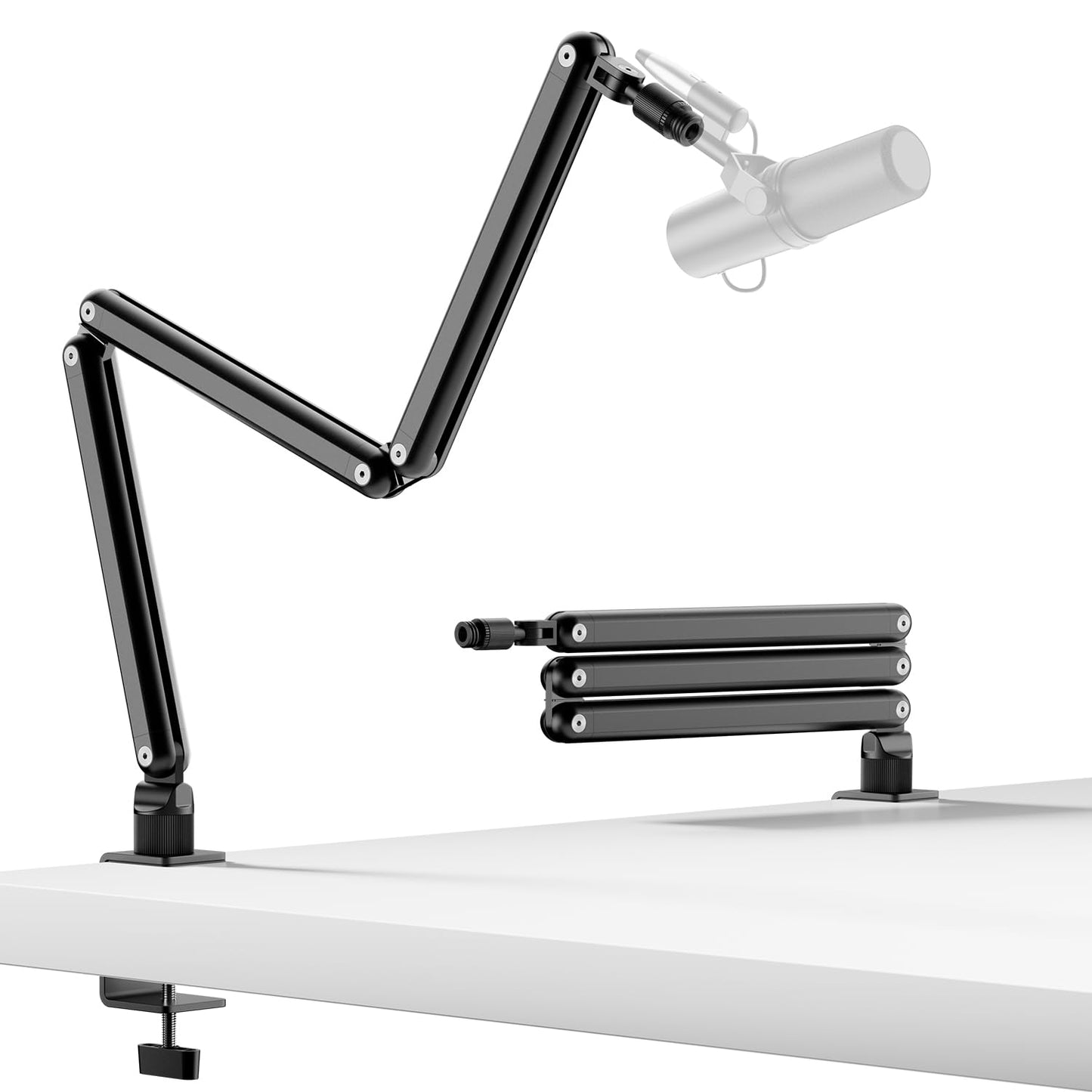 TODI Mic Arm for Lightweight Mics, Microphone Arm Rotatable, Storable Desk Mic Stand for Bear 3LB with Mount Clamp, Mic Stand Boom Arm with Cable