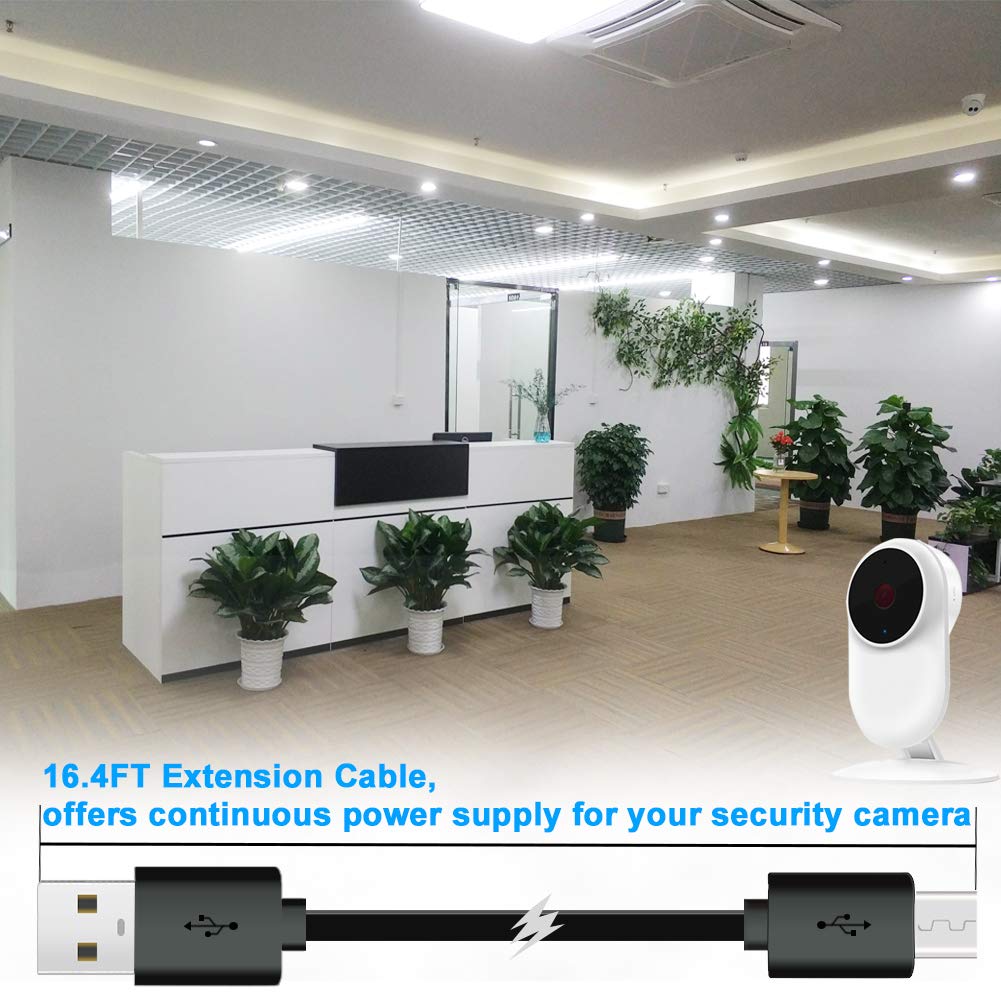 16.4ft Power Extension Cable for Wyze Cam Pan,WyzeCam,Kasa Cam,Yi Dome Home,Furbo Dog,Nest Cam,Oculus Go,Blink,KasaCam NestCam,IP Security