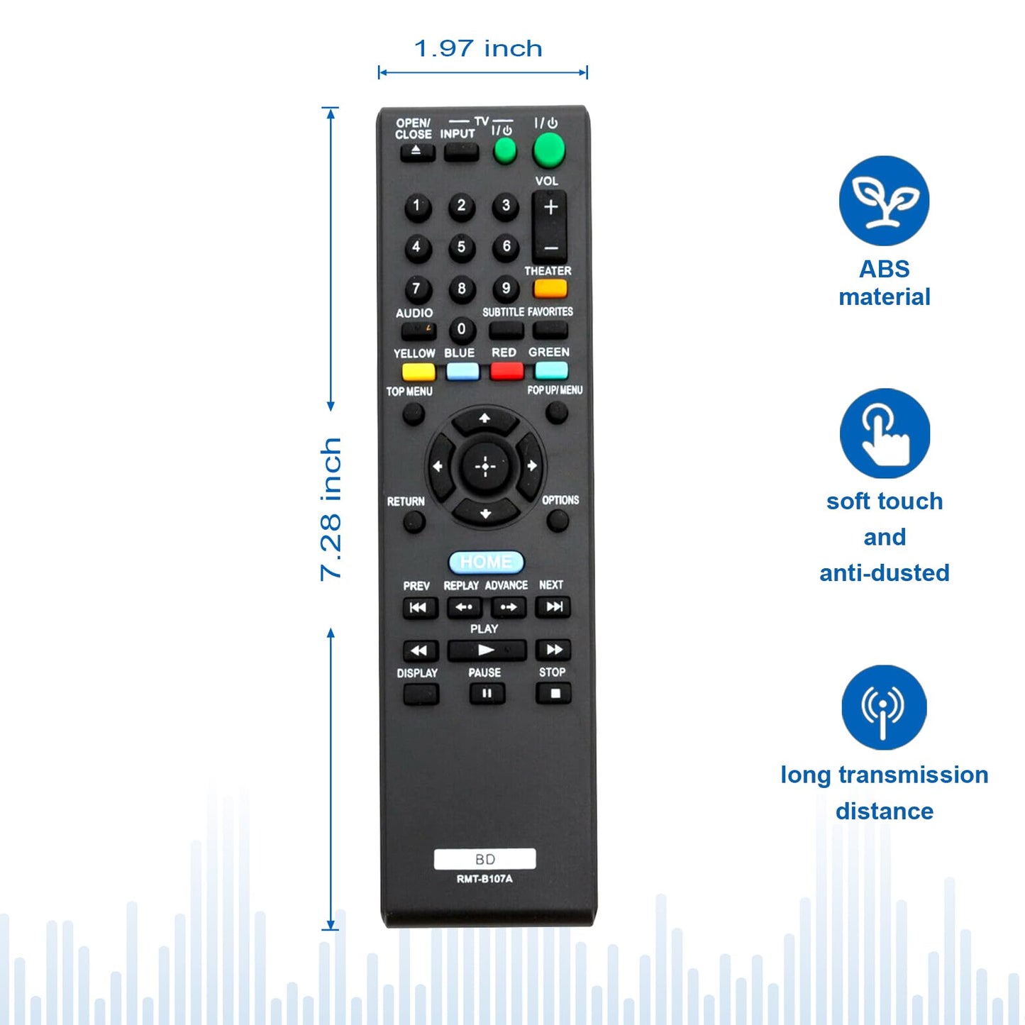 RMT-B107A Replacement Remote Control Fit for Sony Blu-Ray Disc DVD Player BDP-BX37 BDP-BX57 BDP-S270 BDP-S373 45CS BDP-S1700ES BDP-S770 BDP-S480