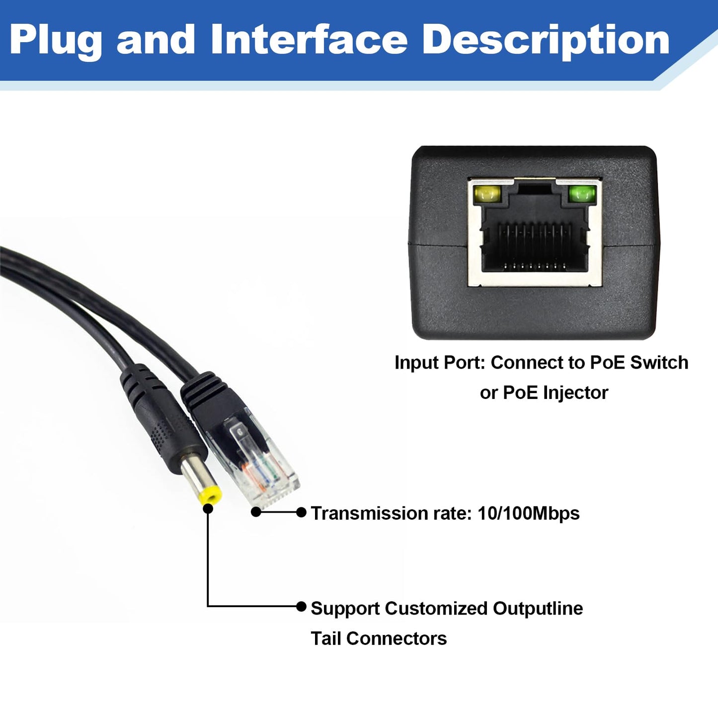 ThePoEstore 4-Pack 5V PoE Splitter with 5.5x2.1mm Plug