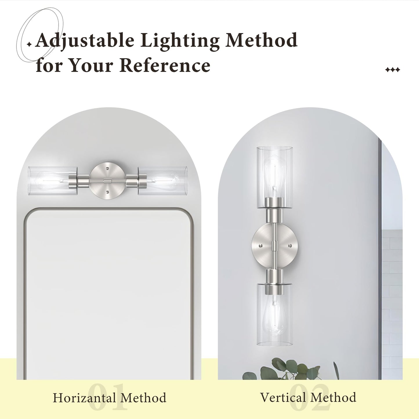 Espird Bathroom Light Fixtures 2 Light Brushed Nickle, Bathroom Vanity Lights Over Mirror, Bathroom Sconces Wall Lighting?Farmhouse Vanity Light