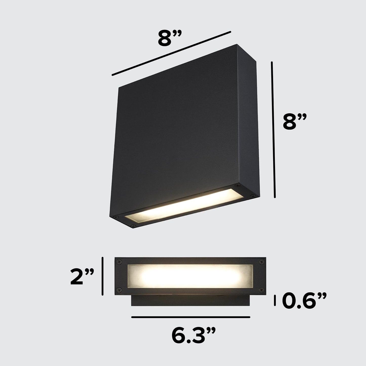 TRANS GLOBE LED-51580 BK I Celestia Collection 8 Inch LED 3000K Outdoor Wall Mount - Black Finish with Frosted Glass I Modern Contemporary Fixture I