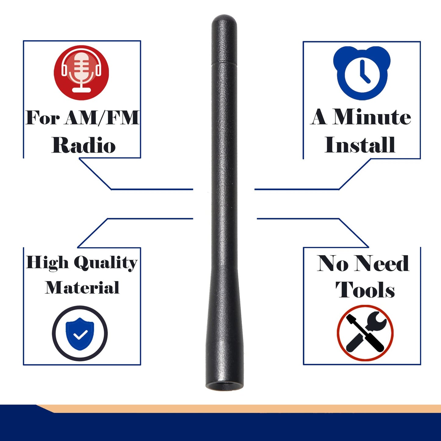 Anina 4.7" Car Radio Antenna Mast Compatible with 2006-2022 GMC Sierra Chevy Silverado Cobalt Aluminum Alloy Car Washproof Antenna for FM/AM Radio
