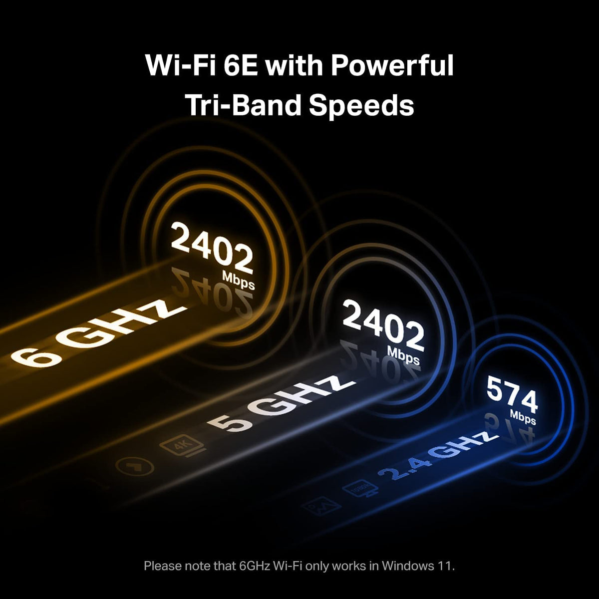 TP-Link WiFi 6E Tri Band Intel AX210 AXE5400 PCIe WiFi Card for Desktop PC