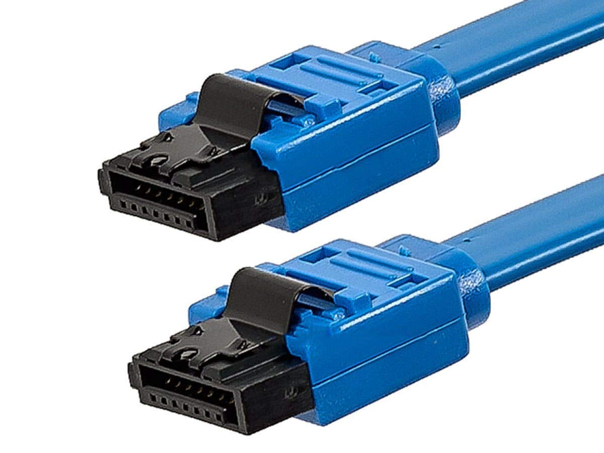 Monoprice SATA III 6Gbps SATA 3 Cable - 1.5 Feet Blue (10 Pack) with Lock Inchg Latch - Compatible with HDD, SSD, CD Drive, CD Writer