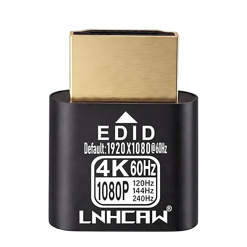 LNHCAW HDMI Dummy Plug 4K HDR 4K@60Hz 2K@120/144Hz 1080P@120/144/240Hz, Virtual Monitor Emulator, EDID Emulator, HDMI Headless Adapter for Remote PC