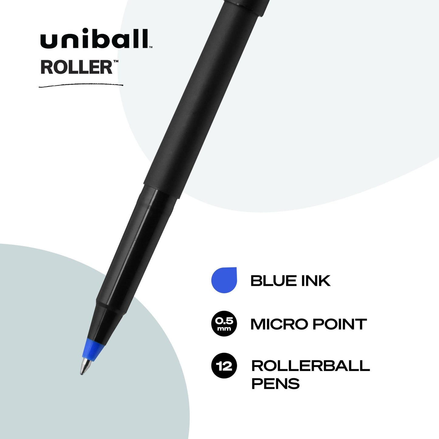 uniball™ Roller Rollerball Pens, Micro Point (0.5mm), Blue, 12 Pack