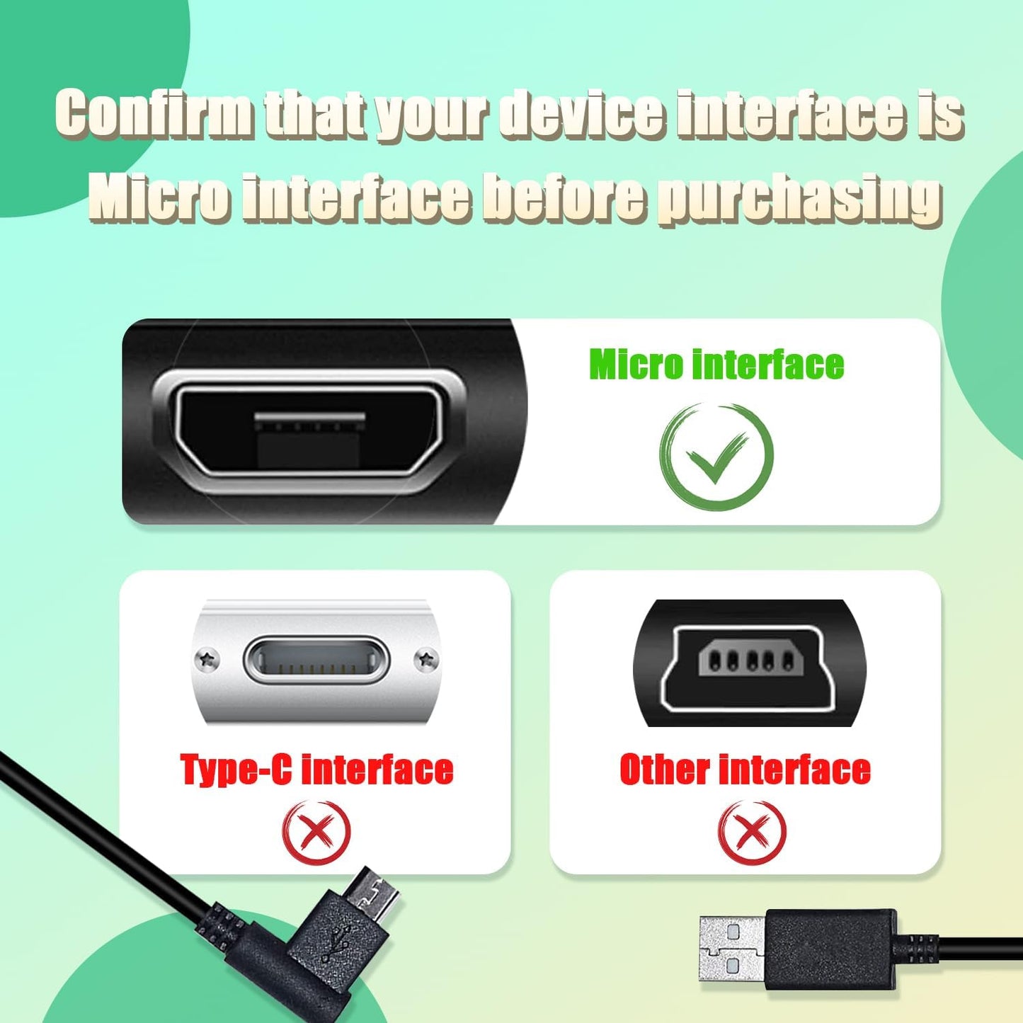 Adhiper Micro USB Charging Cable Replacement Data Sync Power Cord for Wacom Intuos Tablet, Drawing Tablet Cable for Wacom-Intuos CTL480 CTH480 CTH680
