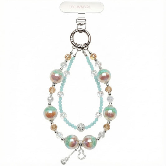 DYLWMYRL Pink Green Gradient Detachable Handmade 3D Pumpkin Resin Phone Chain Beaded Cell Phone Wrist Strap Gift for Girls