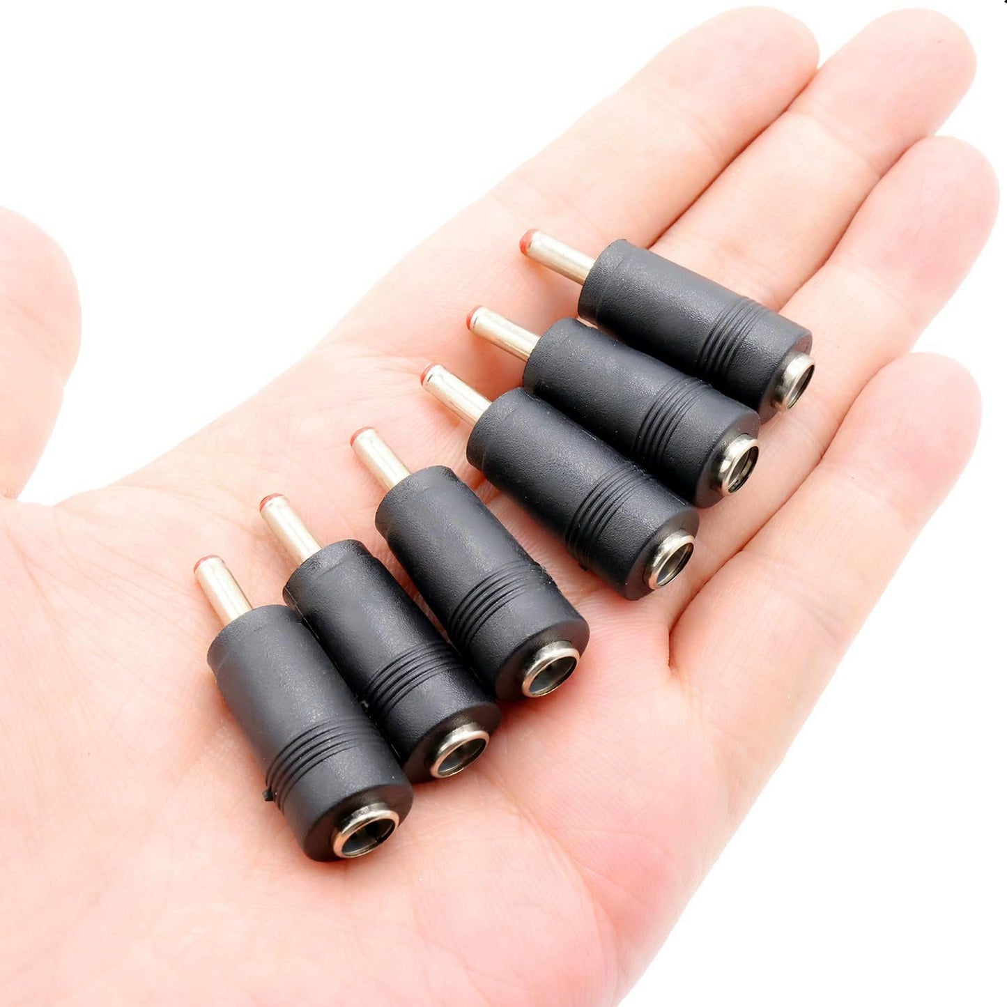 ZXUEZHENG 6Pcs DC Power Connector 5.5x2.1mm Female Jack to 3.5x1.35mm Male Adapter Barrel Connector,Red