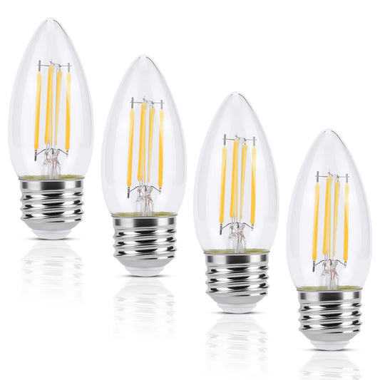 KINUR E26 led Bulb 40W Candelabra Light Bulbs,B11 LED Chandelier Bulbs,2700K Warm White Decorative Candle Bulb,for Ceiling Fan Home Decor 4-Pack