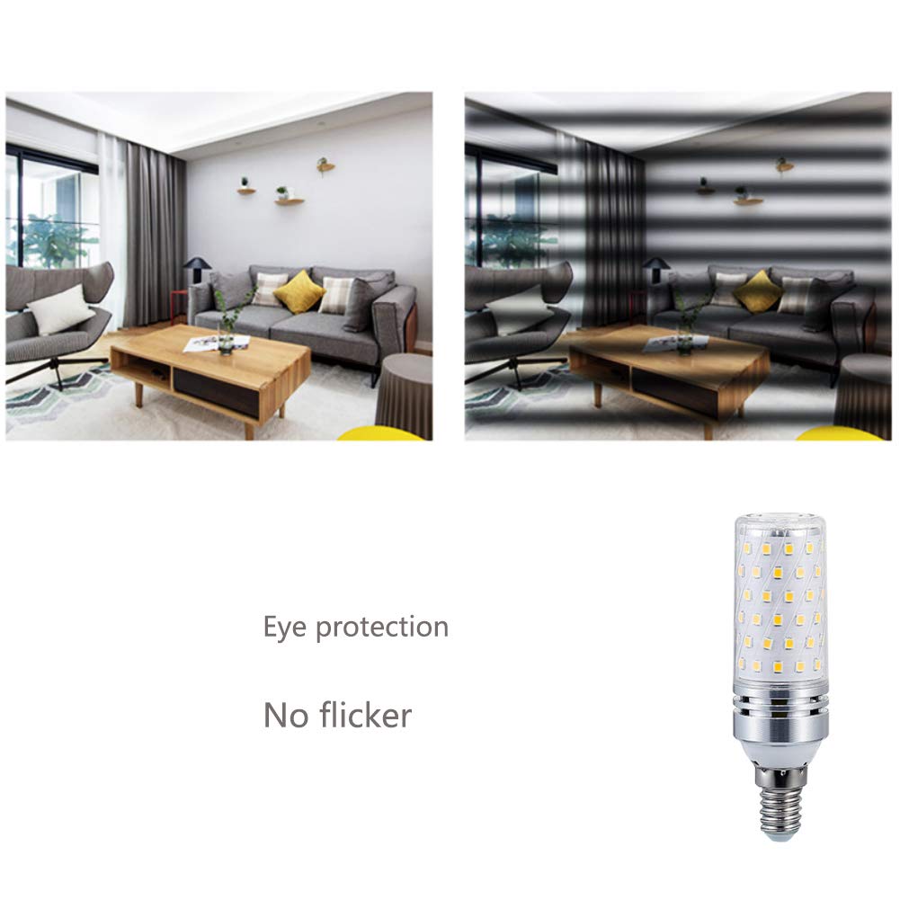 15W Candelabra LED Bulbs, 150W Equivalent, E12 Base, 1500LM 4000K Natural White, Non-Dimmable, 360° Beam Angle - 3 Pack