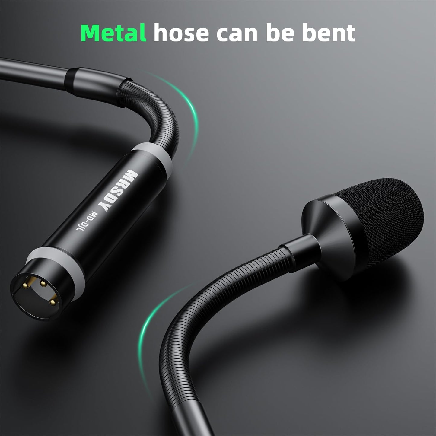 MRSDY Gooseneck Microphone, 23 Inch DJ Microphone for Audio Mixer, Professional XLR Wired Dynamic Mic, Extended Black Metal Noise Reduction Mic