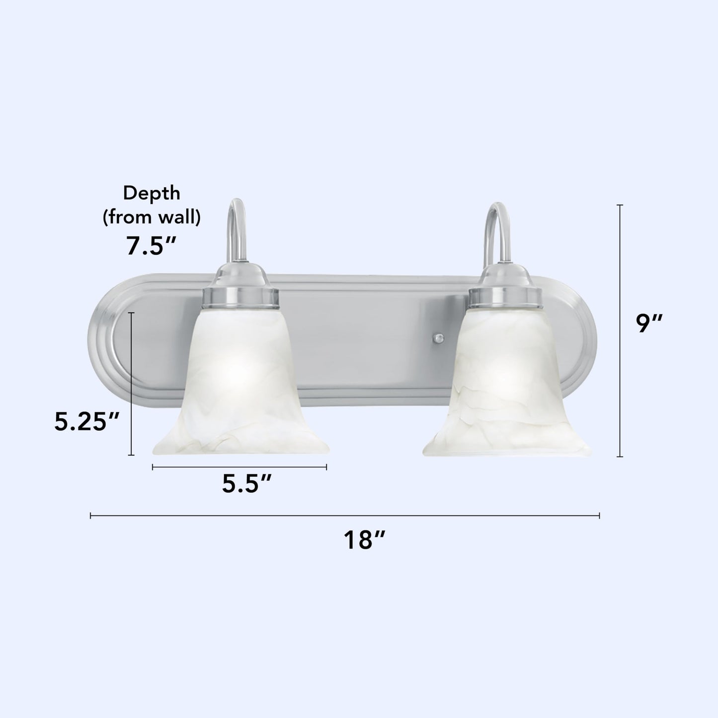 Elk Home Homestead Bathroom Vanity Light, 2-Light Traditional Fixture, Brushed Nickel with Alabaster Glass Shade, 18 Inch Wide