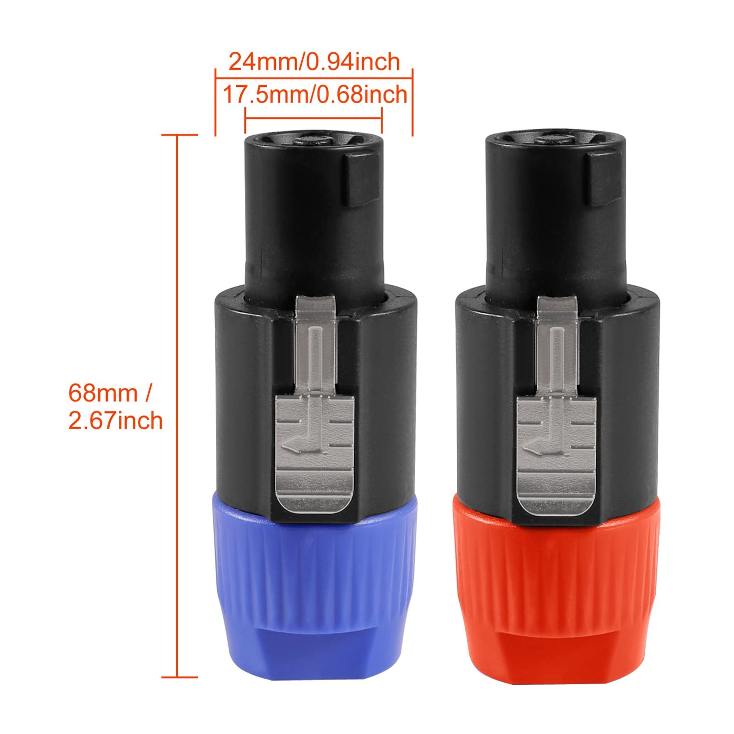 ACEIRMC 4-Pole 4Pin NL4FC Connector Ohm Plug Speaker Audio Cable Plug Adapter Compatible with Neutrik Speakon NL4FC, NL4FX, NL2FC (5pcs Orange + 5pcs