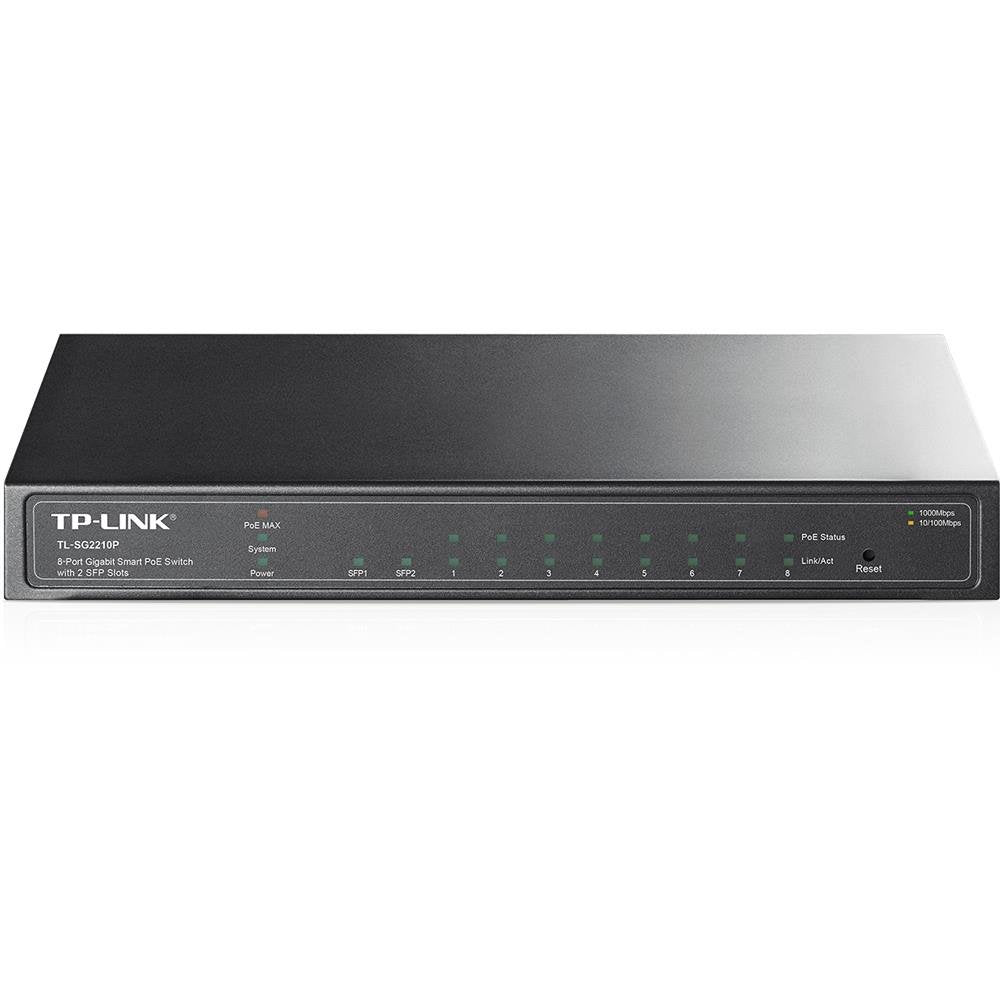 TP-Link 8-Port Gigabit Ethernet Smart PoE Switch with 2-SFP Slots 53W (TL-SG2210P)