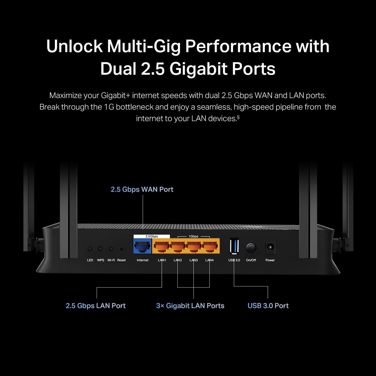 TP-Link Dual-Band BE3600 Wi-Fi 7 Router Archer BE230 | 4-Stream | 2×2.5G + 3×1G Ports, USB 3.0, 2.0 GHz Quad Core, 4 Antennas | VPN, EasyMesh