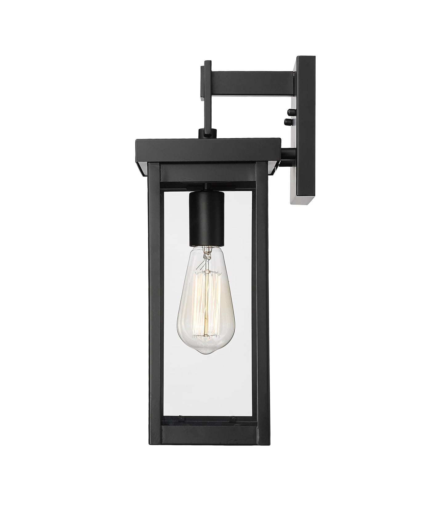 ML Lighting | Barkeley Collection | 42601-PBK | 16" Modern One Bulb Outdoor Steel Small Wall Sconce | Anti-Rust Powder Coat Black with Clear Glass