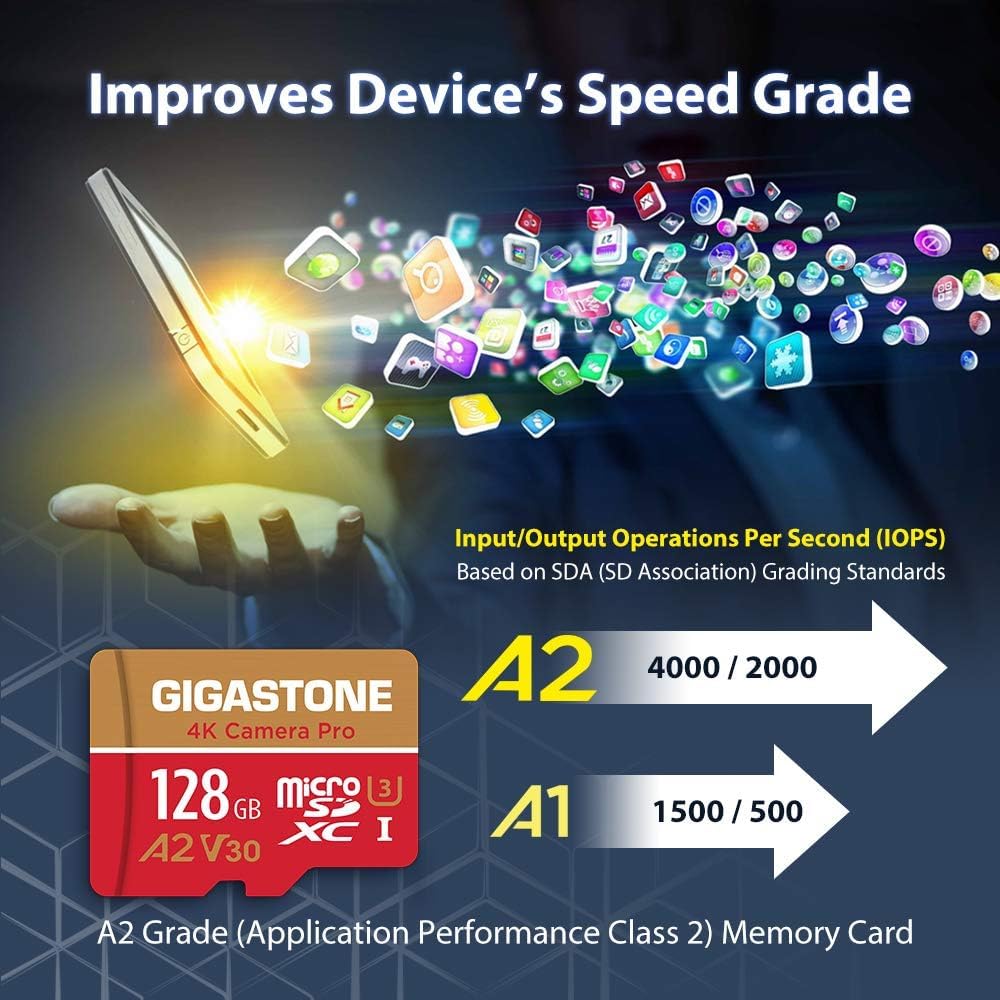 ?5-Years Data Recovery? GIGASTONE 128GB Micro SD Card, 4K Video Recording for GoPro, Action Camera, DJI, Drone, Nintendo-Switch, R/W up to 100/50 MB/s