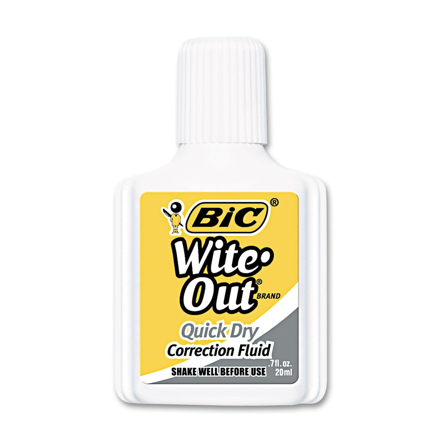 BIC Wite-Out Quick Dry Correction Fluid, 20 mL, White, Goes On Easy With A Reduced Dry Time, 3-Count Pack