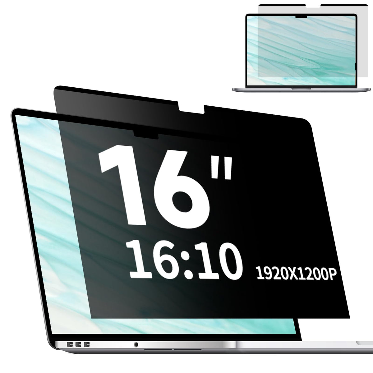 Magnetic Laptop Privacy Screen 16 Inch 16:10, Removable Matte Anti Glare Blue Light Filter - Computer Privacy Shield for 16" with 1920x1200 Resolution