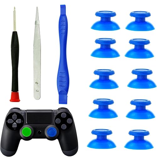 CDHKOZ 10PCS Replacement Kits Analog Joystick Thumb Stick Thumbsticks for PlayStation 4 PS4 Slim Pro Controller (Blue)