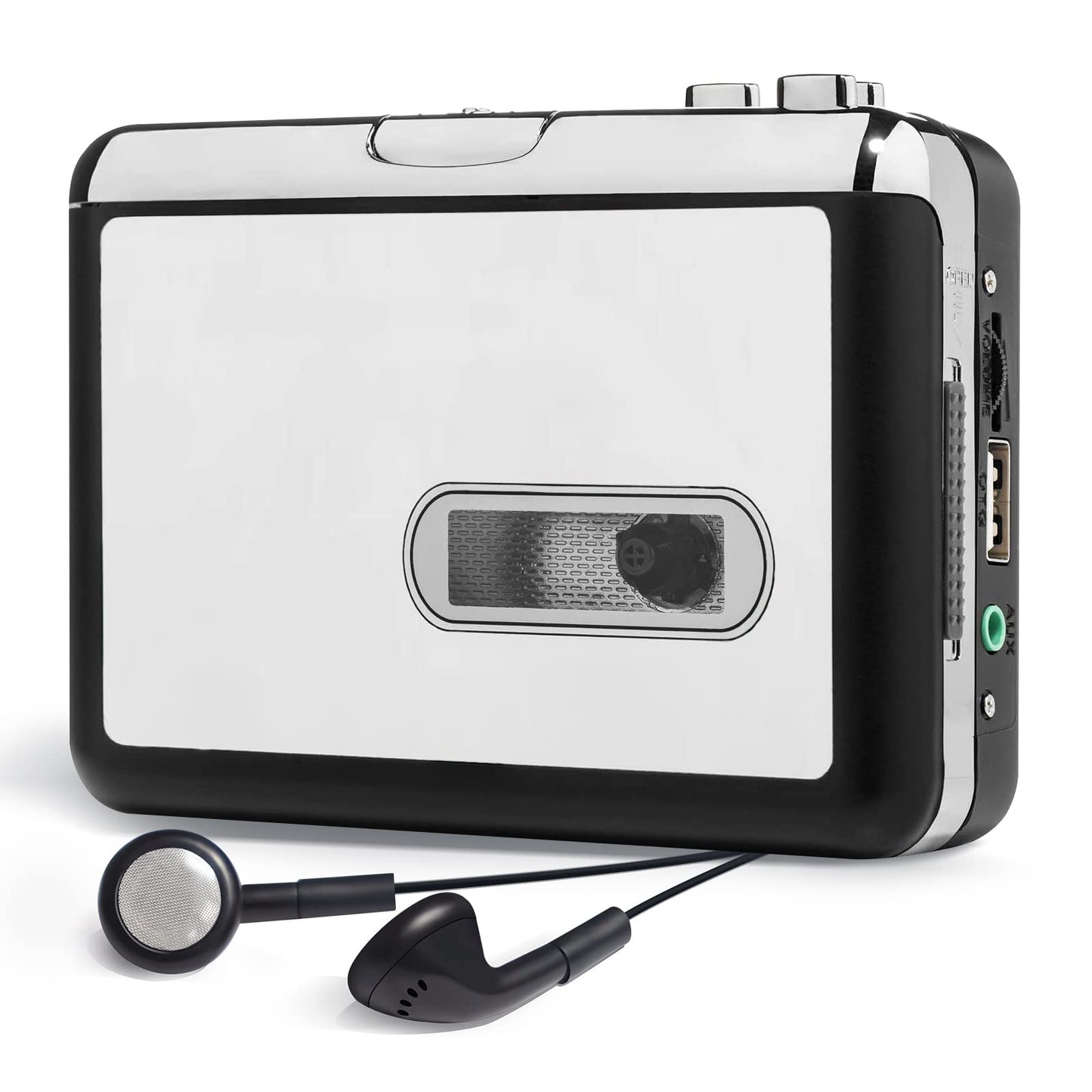 Reshow Portable Cassette Tape Player, Best Overall Standalone USB to MP3 Converter, Audio Cassette to Digital Converter Automatically Divides -Silver