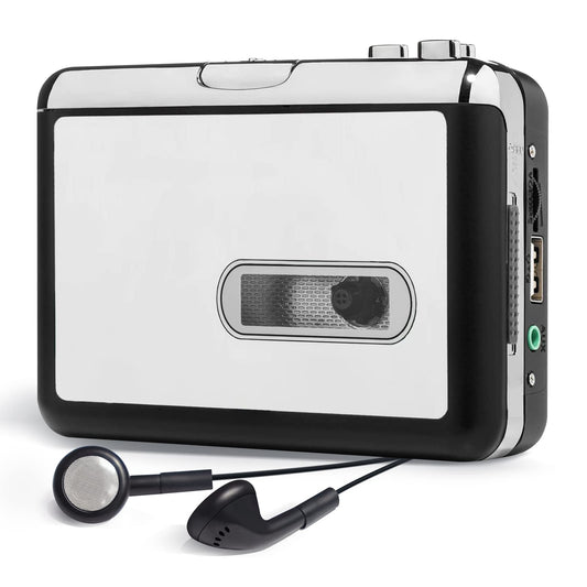 Reshow Portable Cassette Tape Player, Best Overall Standalone USB to MP3 Converter, Audio Cassette to Digital Converter Automatically Divides -Silver
