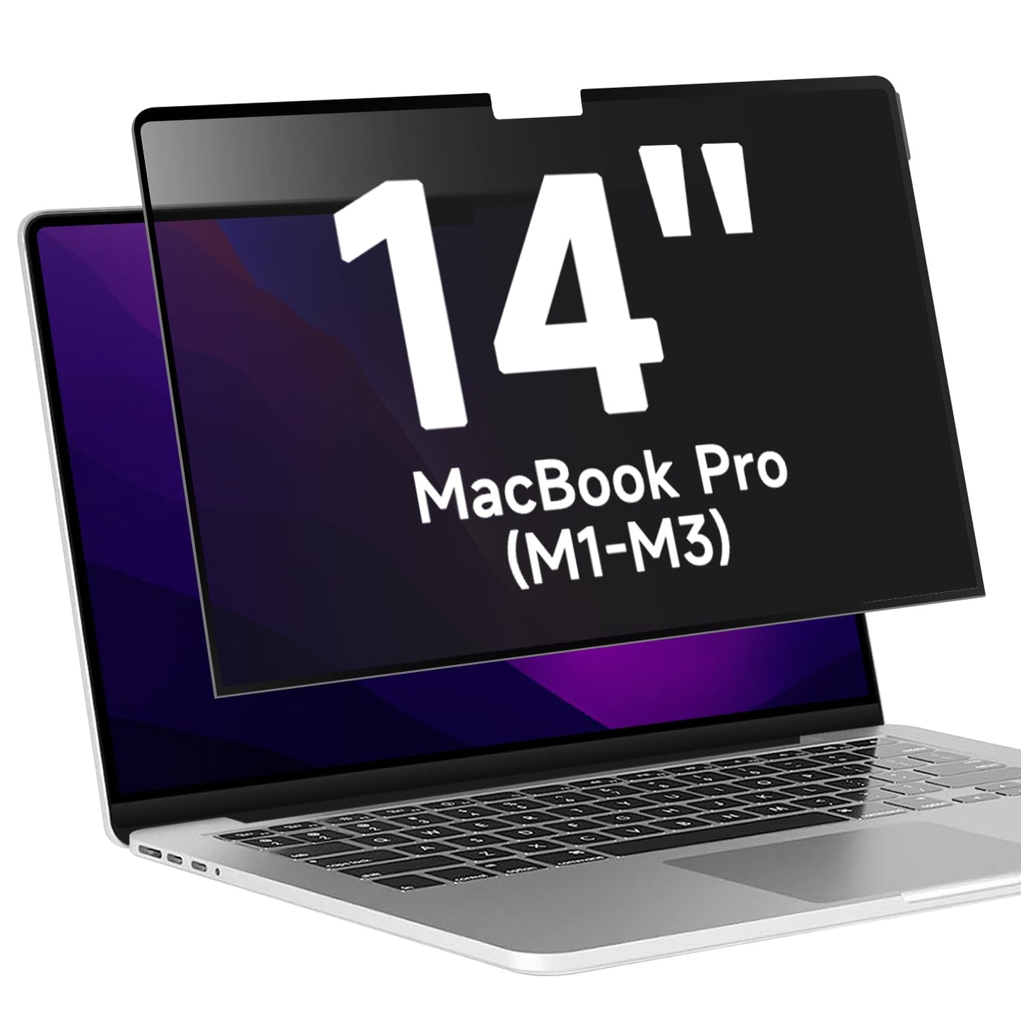 ANTOGOO V Upgrade Privacy Screen Filter Compatible with MacBook Pro 14 Inch (M3-M1 Chip), Removable Anti Blue Light Anti Glare Laptop Privacy Filter