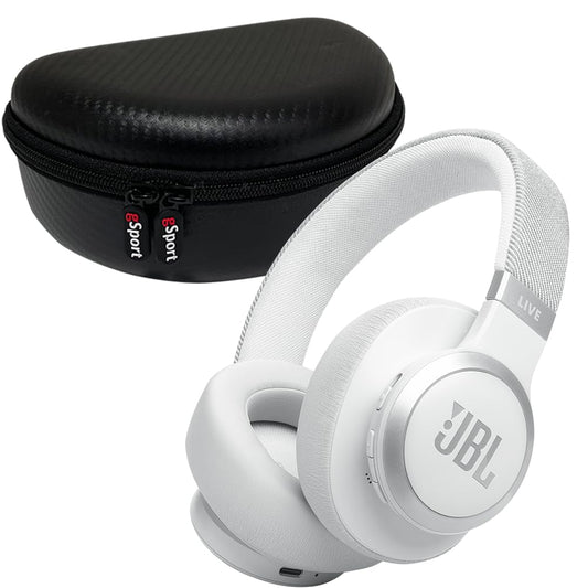 JBL Live 770NC Wireless Over Ear Noise Cancelling Headphone Bundle with gSport Case (White)